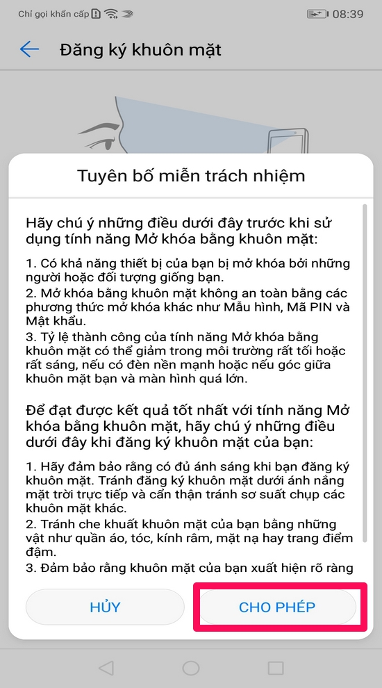 Bạn chọn “Cho phép”